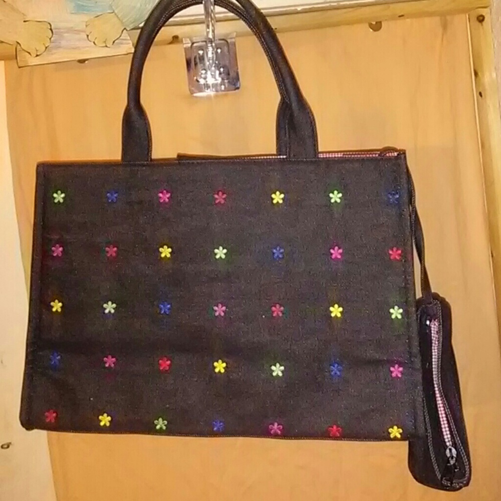 Preston & York denim flower preppy purse / tote